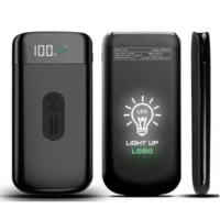 back light logo portable charger bank black colour